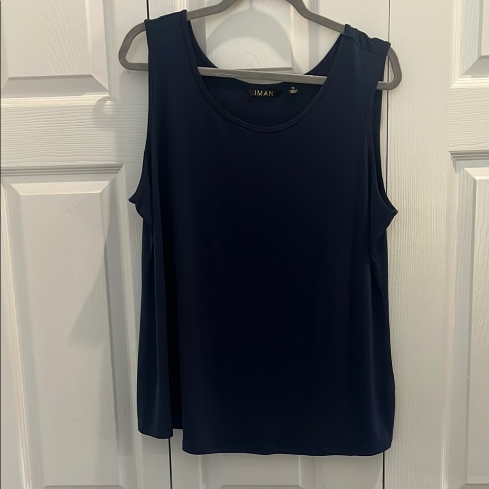 IMAN Blue Sleeveless Relaxed Tank Top